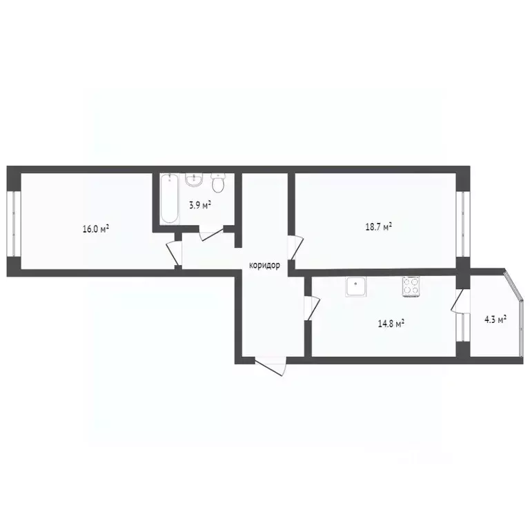 2-к кв. Ханты-Мансийский АО, Сургут ул. Щепеткина, 20Б (67.1 м) - Фото 1