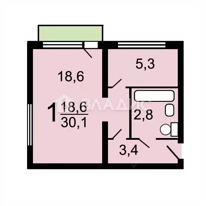 1-к кв. Москва Радужная ул., 14К2 (30.1 м) - Фото 1
