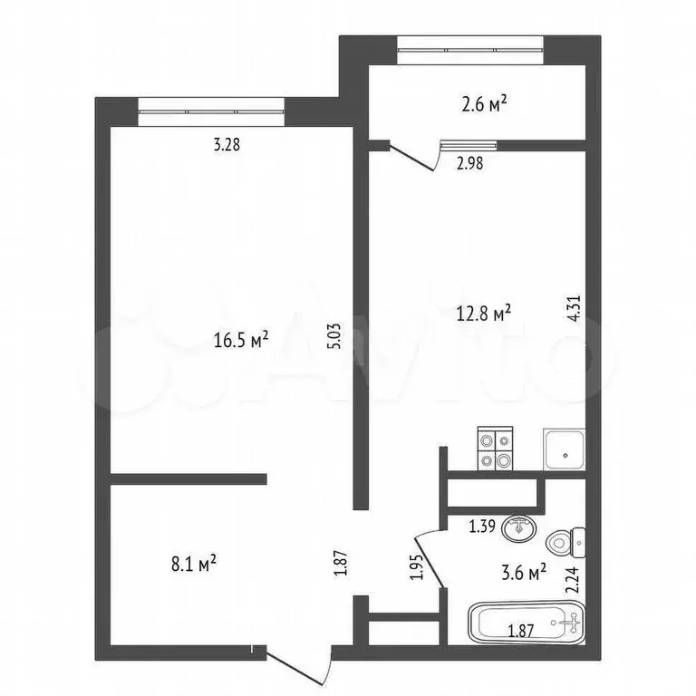 1-к. квартира, 41 м, 9/16 эт. - Фото 1