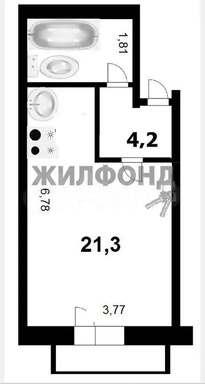 Квартира-студия, 30,1 м, 9/9 эт. - Фото 0