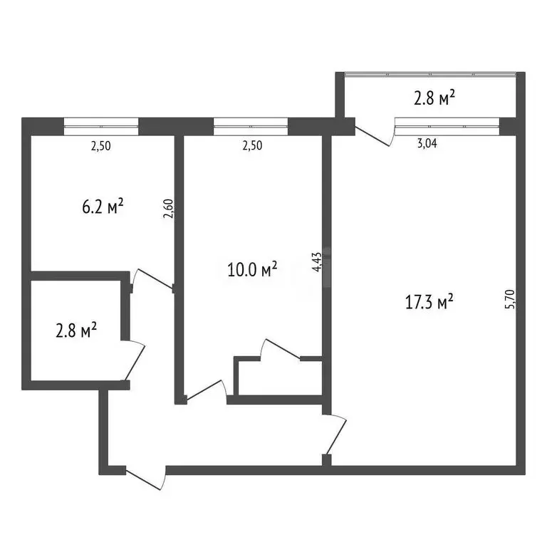 2-комнатная квартира: Салават, улица Калинина, 58 (43.2 м) - Фото 1