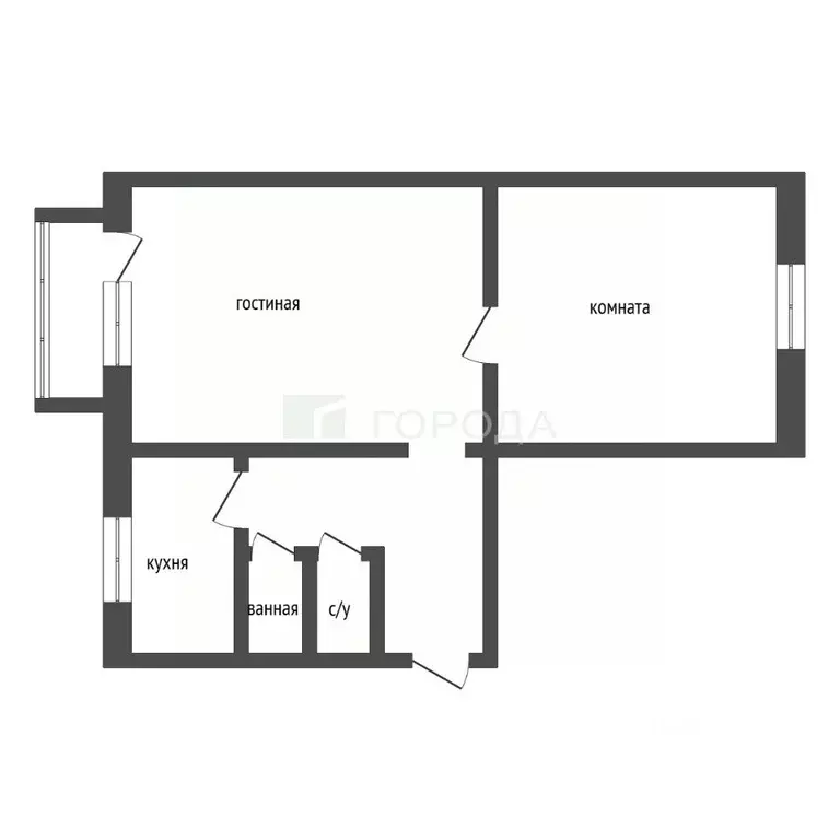 2-к кв. Кемеровская область, Новокузнецк Горьковская ул., 66 (44.3 м) - Фото 2