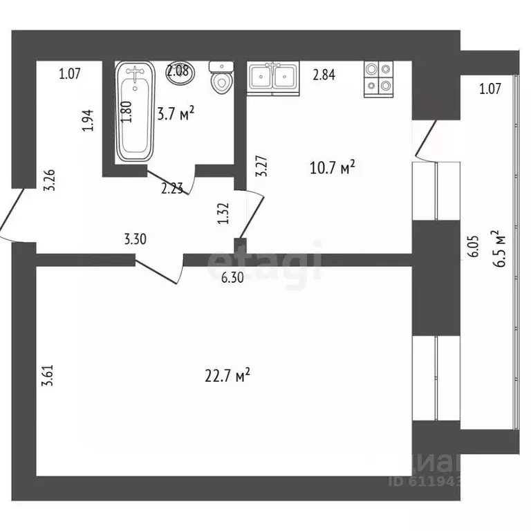 1-к кв. Мордовия, Саранск городской округ, Ялга рп ул. Мичурина, 15 ... - Фото 2