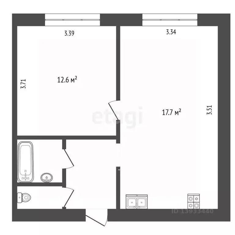 Комната Тюменская область, Тюмень Олимпийская ул., 15 (29.0 м) - Фото 1