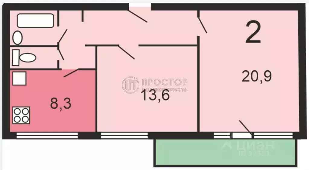 2-к кв. Москва ул. Стромынка, 13 (54.3 м) - Фото 2