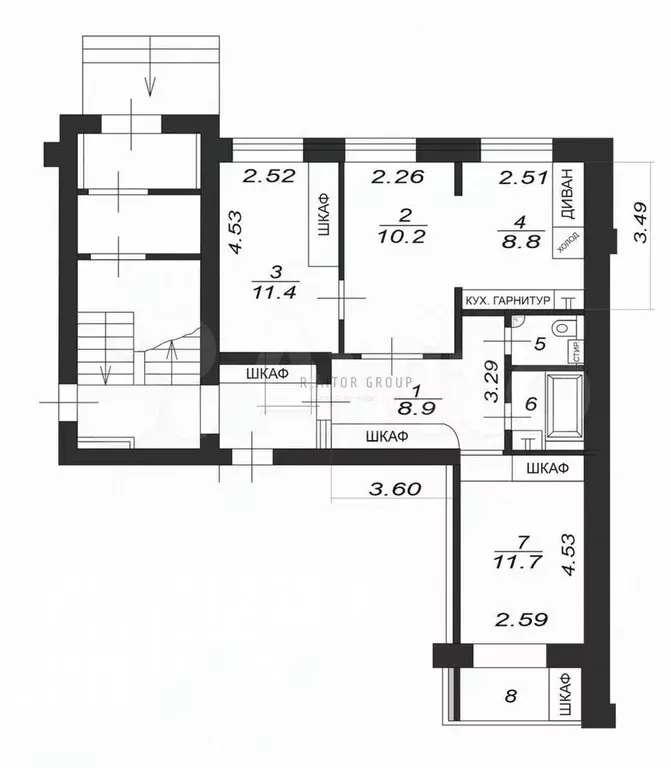 3-к. квартира, 57 м, 2/5 эт. - Фото 0