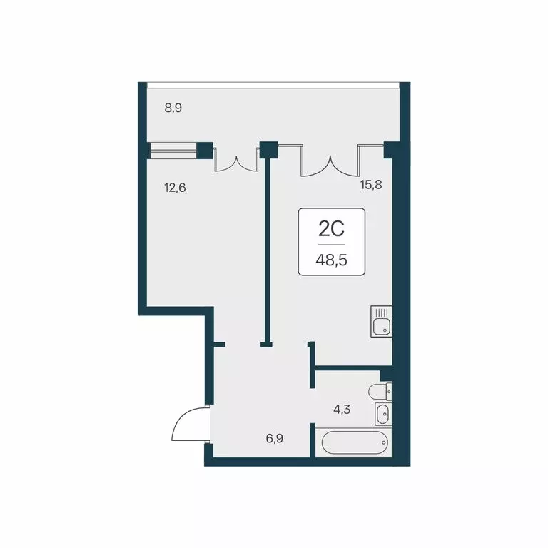 2-комнатная квартира: Алупка, ЖК Вилла Маяк (48.5 м) - Фото 0
