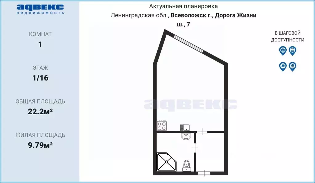 Студия Ленинградская область, Всеволожск ш. Дорога Жизни, 7к1 (22.2 м) - Фото 2