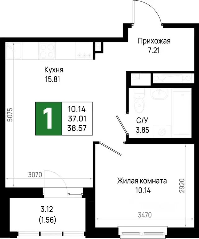 1-к кв. Ленинградская область, Всеволожский район, Свердловское ... - Фото 0