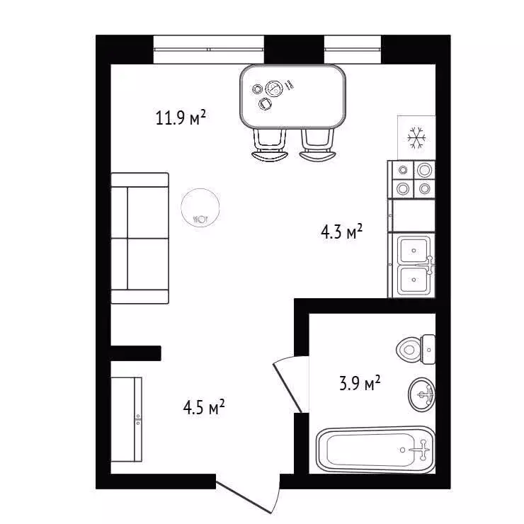 Квартира-студия: Новосибирск, 18-й Бронный переулок, 16 (24.8 м) - Фото 1