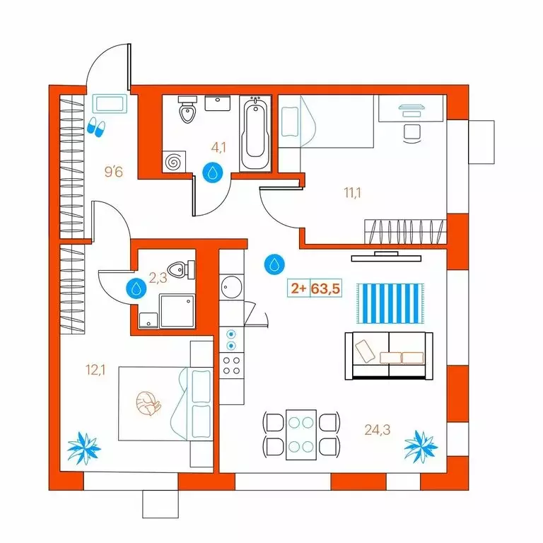 2-комнатная квартира: Тюмень, улица Ветеранов Труда, 36А/3 (63.5 м) - Фото 0