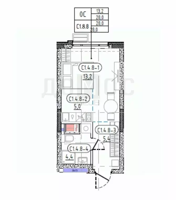 Студия Свердловская область, Екатеринбург ул. Шатурская, 5 (27.8 м) - Фото 1
