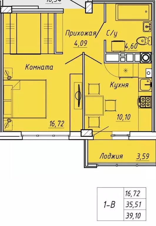 1-к кв. Ивановская область, Иваново Апрельская ул., 95 (39.1 м) - Фото 0