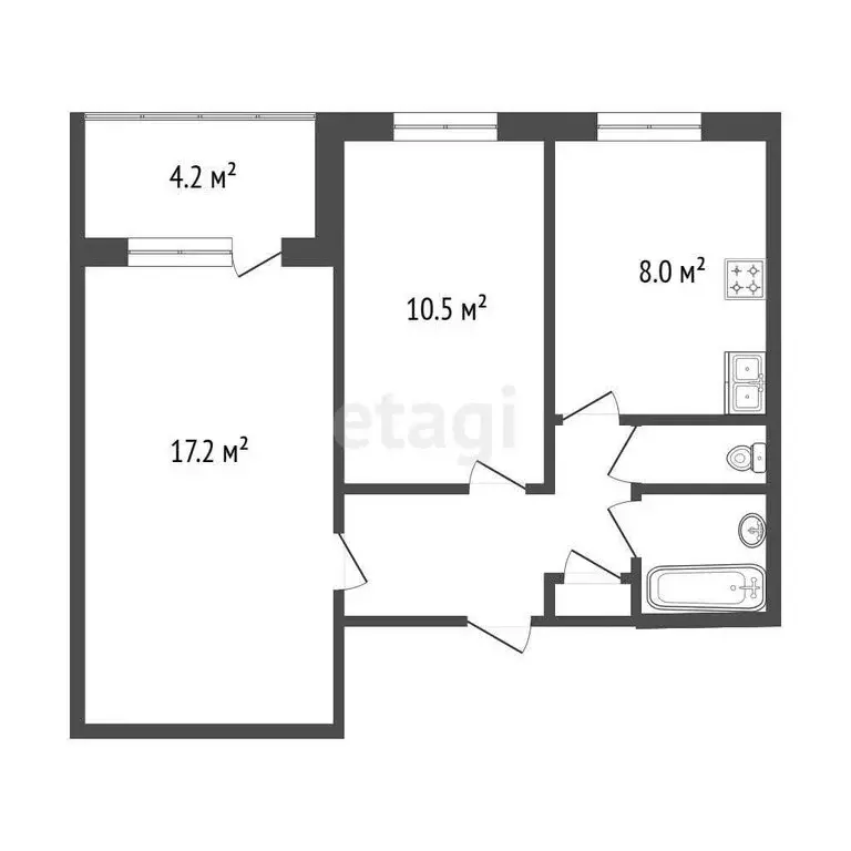 2-комнатная квартира: Самара, Ташкентская улица, 118 (44.3 м) - Фото 1