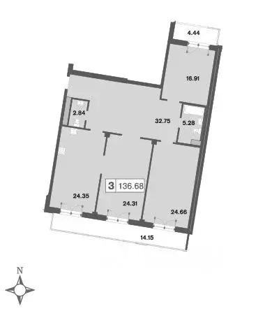 3-к кв. Санкт-Петербург Приморский просп., 62к1 (136.0 м) - Фото 2