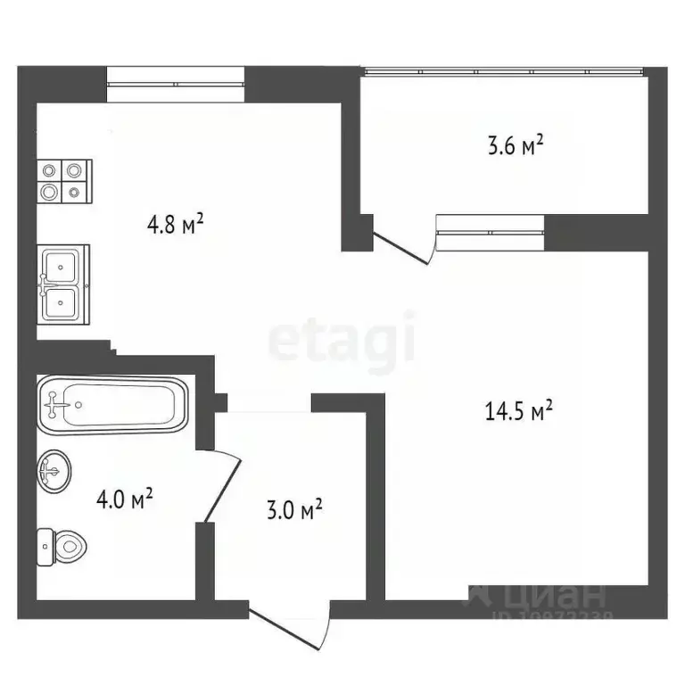 1-к кв. Башкортостан, Стерлитамак Интернациональная ул., 61 (29.9 м) - Фото 1