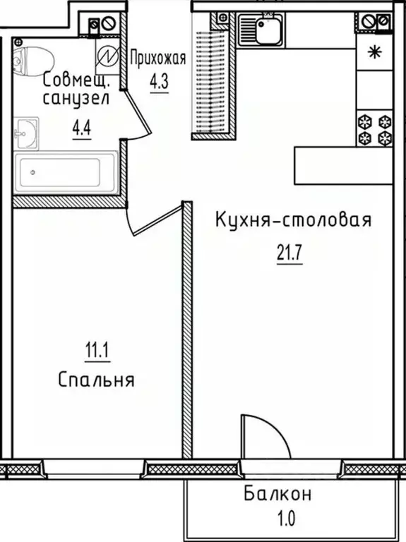 1-к кв. Новгородская область, Старая Русса ул. Чапаева, 2 (42.5 м) - Фото 1
