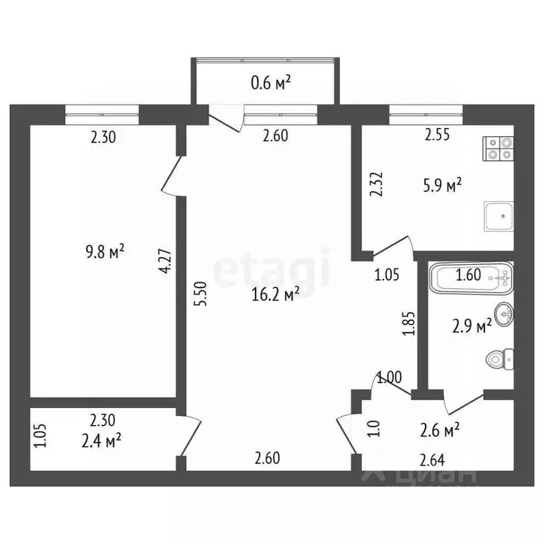 2-к кв. Мордовия, Саранск Пролетарская ул., 106 (39.8 м) - Фото 1