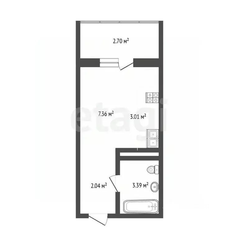 Студия Тюменская область, Тюмень Интернациональная ул., 199к4 (16.0 м) - Фото 2