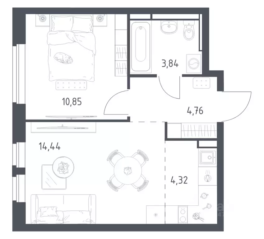 1-к кв. Московская область, Ленинский городской округ, д. Калиновка ... - Фото 1