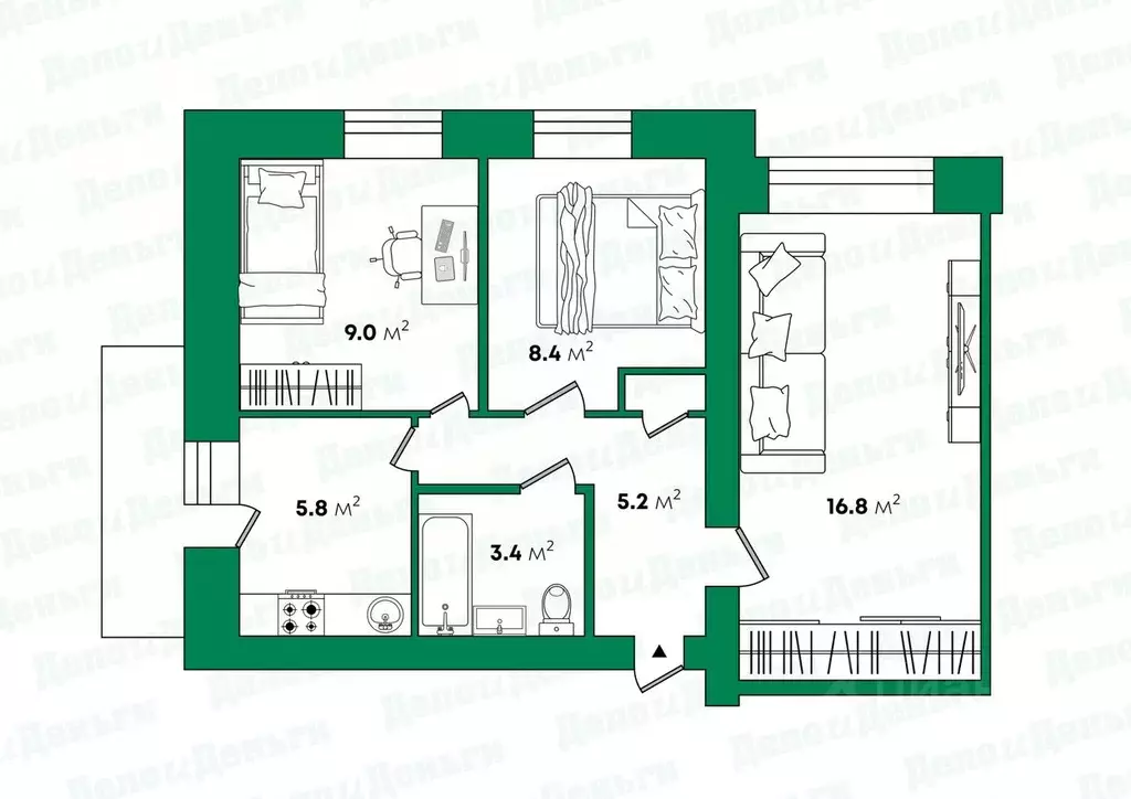 3-к кв. Кировская область, Киров ул. Опарина, 3 (48.8 м) - Фото 1