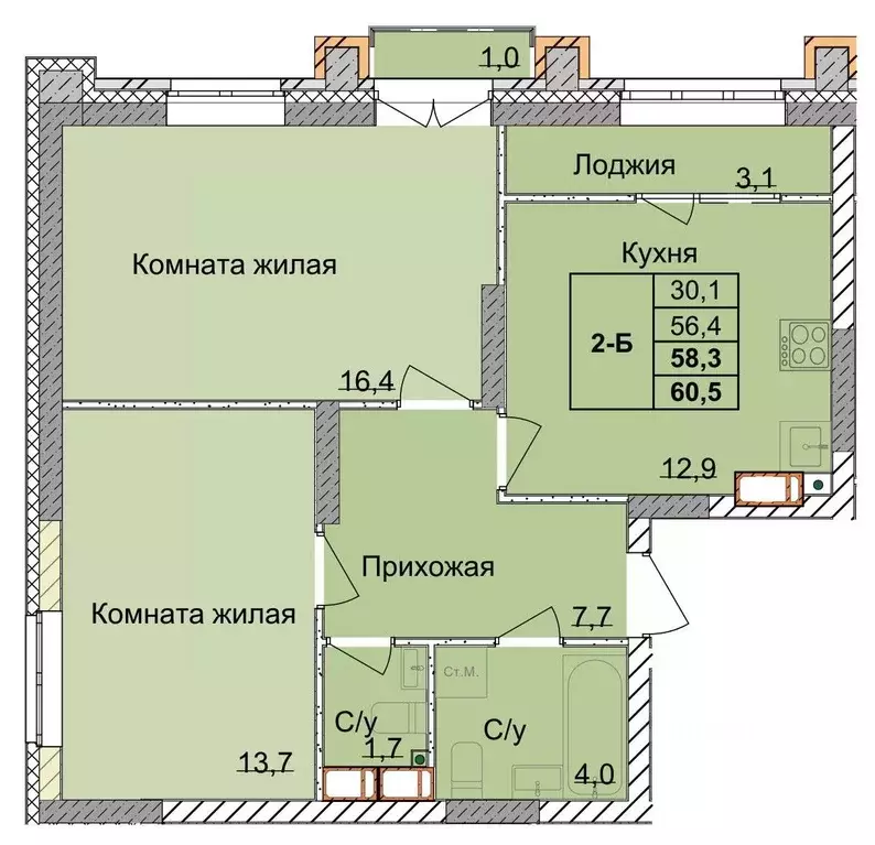 2-к кв. Нижегородская область, Нижний Новгород 1-я Оранжерейная ул. ... - Фото 0