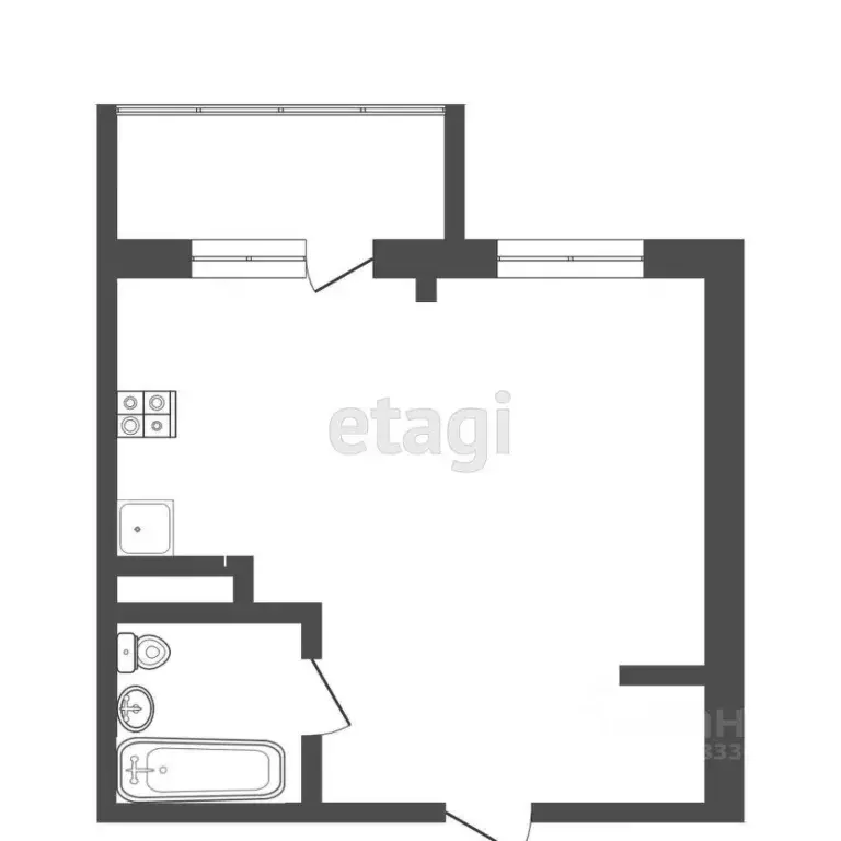 Студия Тюменская область, Тюмень ул. Парада Победы, 9 (27.0 м) - Фото 2