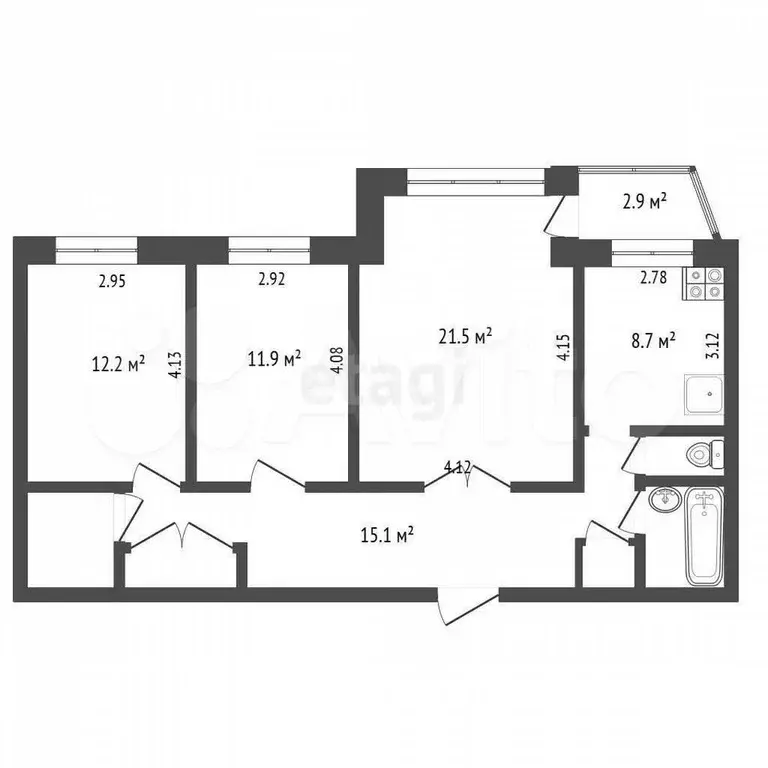 3-к. квартира, 78,1 м, 1/5 эт. - Фото 1