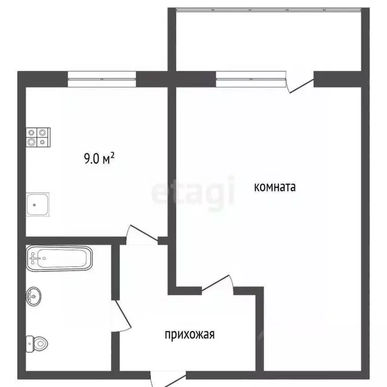 1-к кв. Владимирская область, Муром Муромская ул., 9/2 (35.2 м) - Фото 1