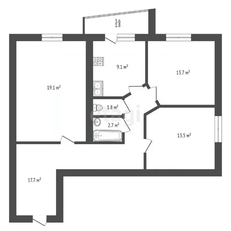 3-к кв. Мордовия, Саранск ул. Кочкуровская, 3 (76.0 м) - Фото 1