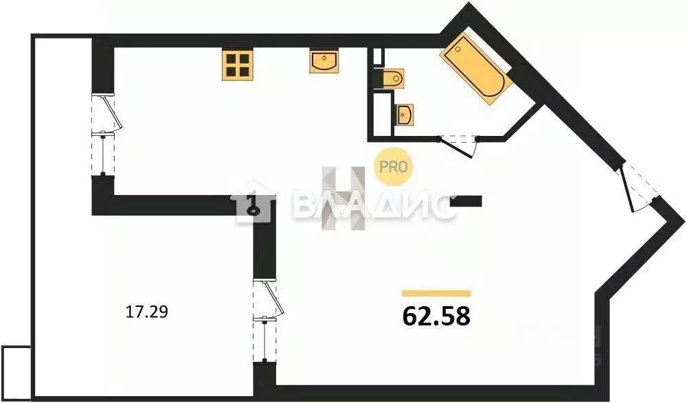 1-к кв. Владимирская область, Владимир ул. Мира, 5Б (61.8 м) - Фото 2