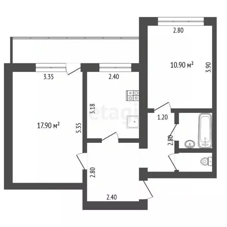 2-к кв. Чувашия, Чебоксары просп. Максима Горького, 15 (50.5 м) - Фото 2