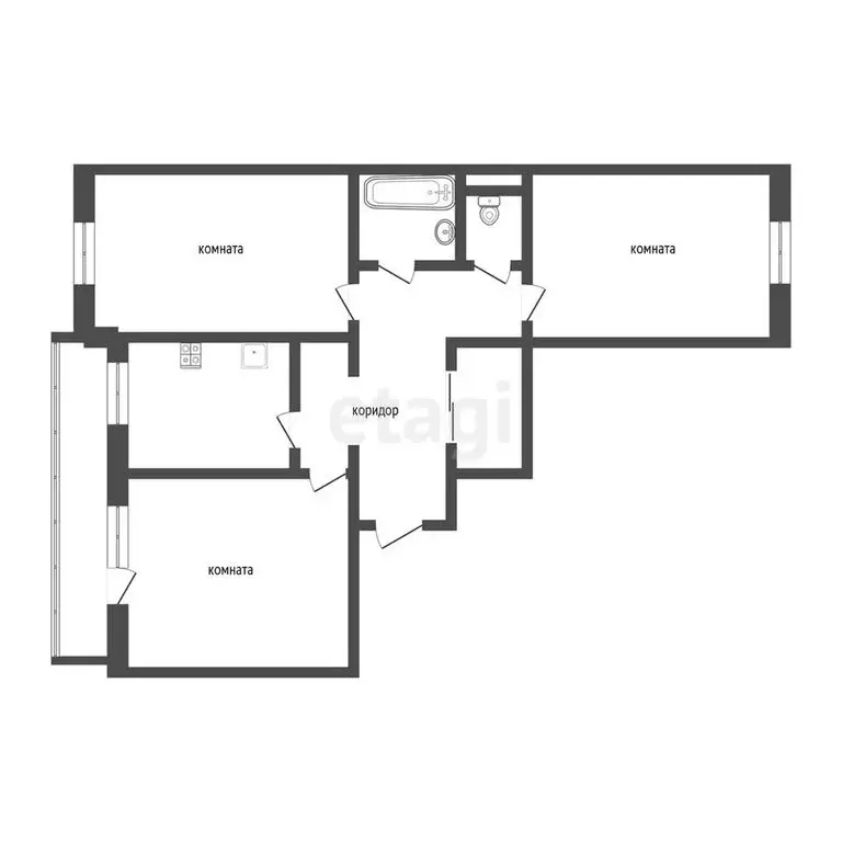 3-комнатная квартира: Улан-Удэ, Ключевская улица, 40 (66 м) - Фото 1