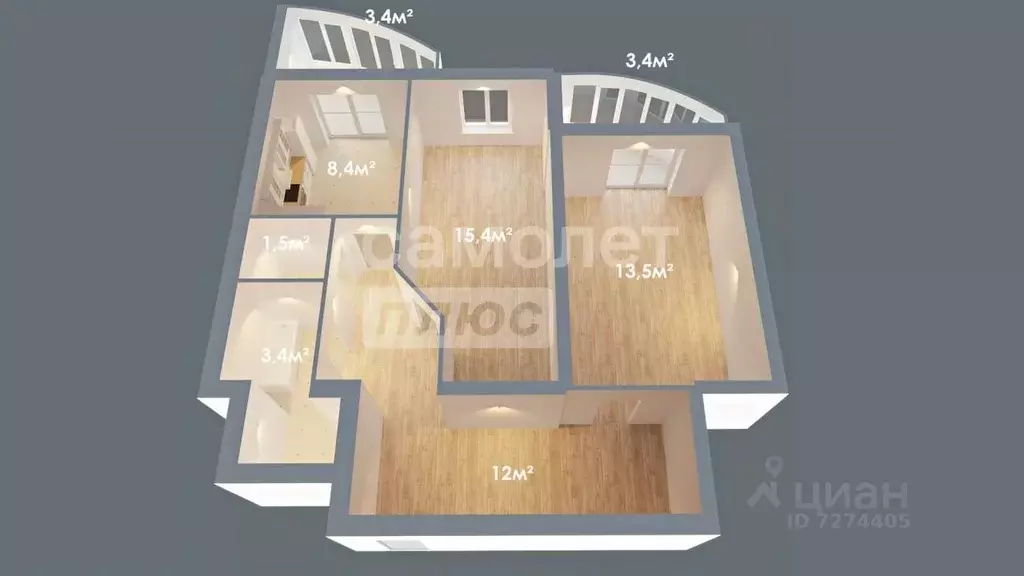 2-к кв. Самарская область, Тольятти ул. Фрунзе, 10Б (54.2 м) - Фото 2