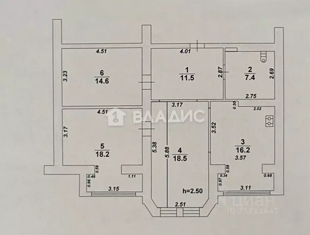 3-к кв. Воронежская область, Воронеж ул. Ломоносова, 114/13 (86.4 м) - Фото 1