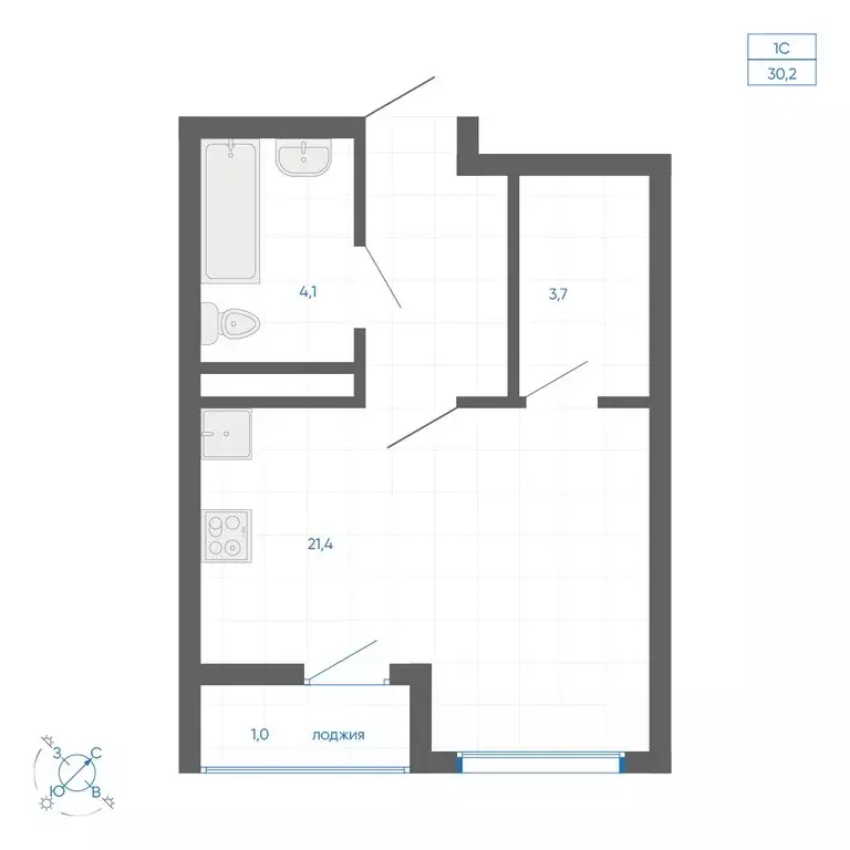 Квартира-студия: Екатеринбург, улица Вильгельма де Геннина, 59 (30.2 ... - Фото 1