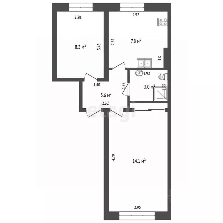 2-к кв. Свердловская область, Талица Красноармейская ул., 33 (37.5 м) - Фото 2