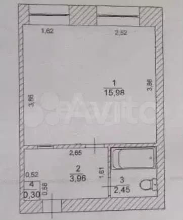 1-к. квартира, 22,7 м, 3/5 эт. - Фото 0