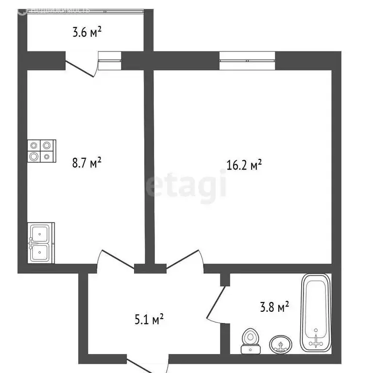 1-комнатная квартира: Чебоксары, улица Богдана Хмельницкого, 127к1 ... - Фото 1