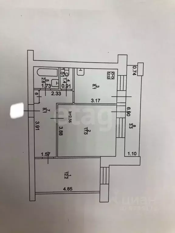 2-к кв. Татарстан, Казань ул. Рихарда Зорге, 57/29 (49.7 м) - Фото 2