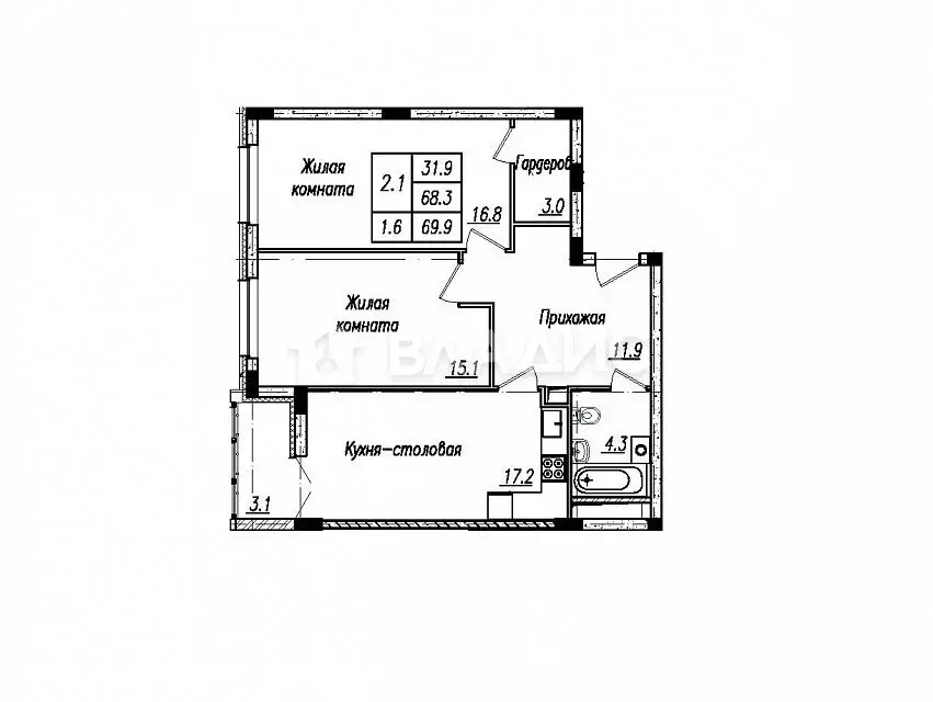 2-комнатная квартира: Тамбов, Советская улица, 192Ак1 (69.9 м) - Фото 0