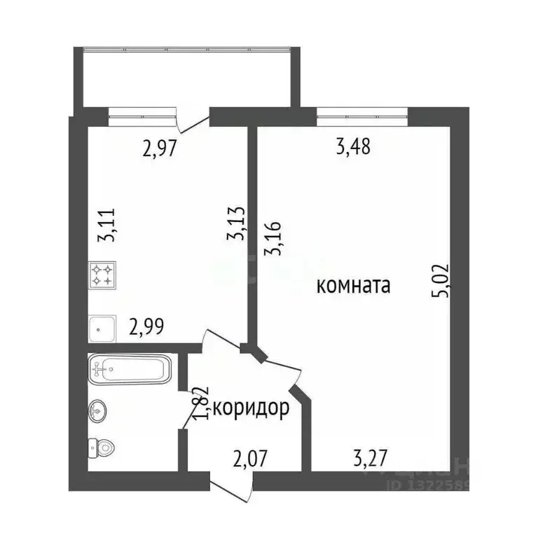 1-к кв. Вологодская область, Вологда Судоремонтная ул., 2Б (28.0 м) - Фото 1