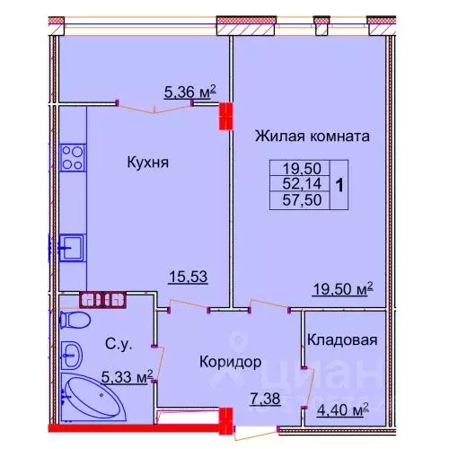 1-к кв. Ивановская область, Иваново Лежневская ул., 98 (57.5 м) - Фото 0