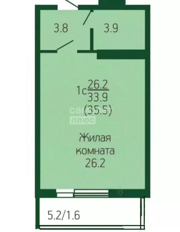 Студия Краснодарский край, Краснодар ул. Героя Хабибуллина, 6 (35.7 м) - Фото 1