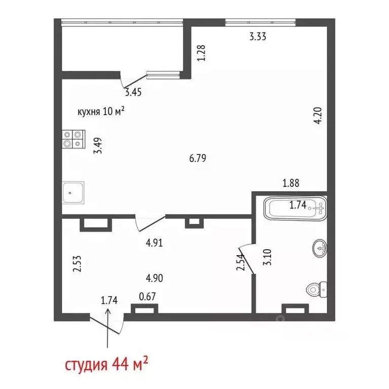 Студия Свердловская область, Екатеринбург Эльмаш жилрайон, пер. ... - Фото 2