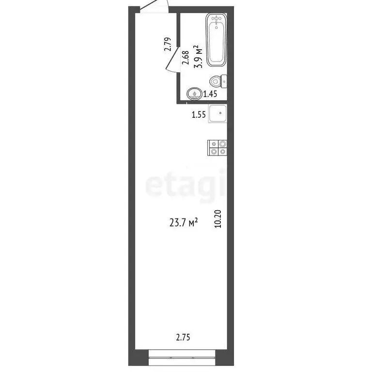 Квартира-студия: Кострома, Центральный район, речной вокзал Кострома – ... - Фото 1