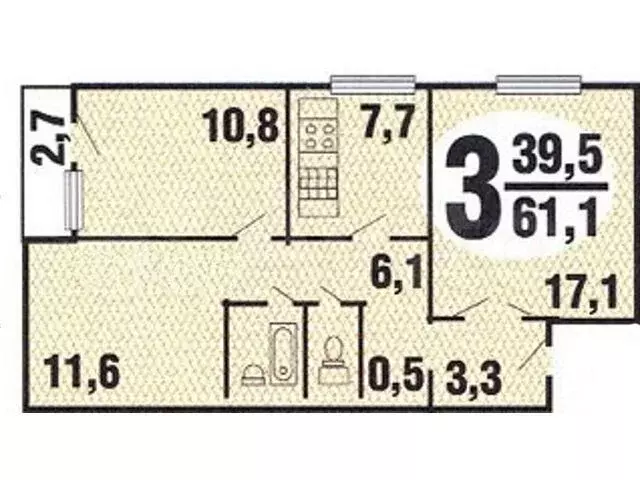 Комната 11,1 м в 3-к., 9/12 эт. - Фото 0