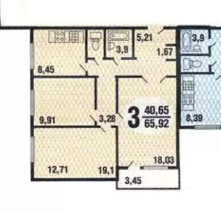 3-к кв. Москва 3-й Новомихалковский проезд, 8К1 (69.0 м) - Фото 1