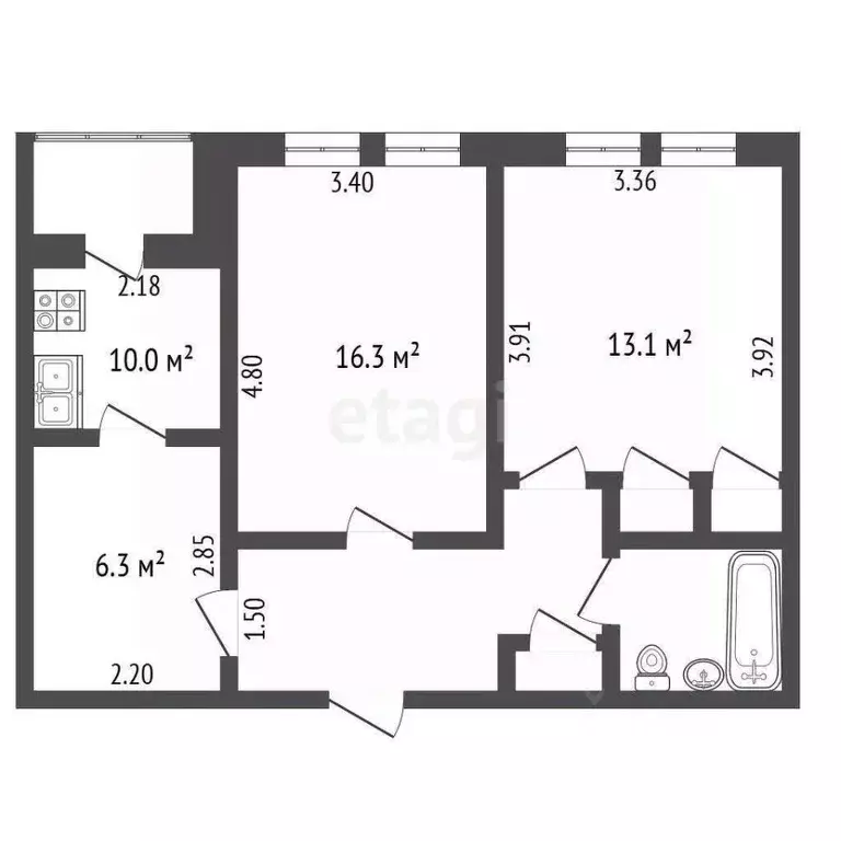 2-к кв. Москва Ленинградский просп., 27 (52.5 м) - Фото 2