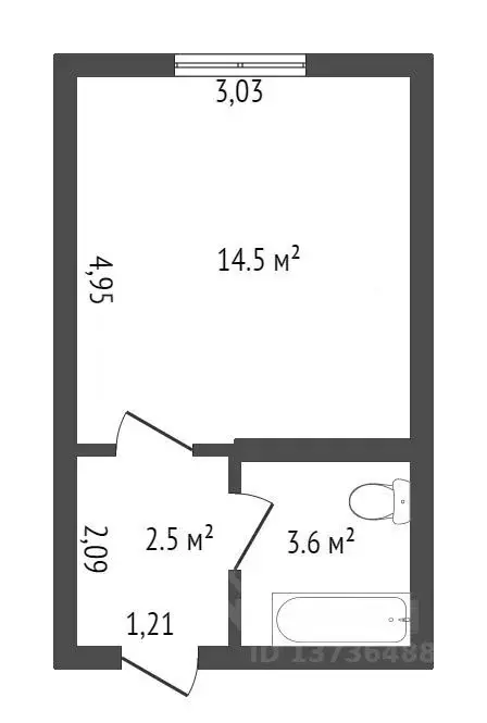 студия амурская область, благовещенск нагорная ул, 5/3 (20.8 м) - Фото 1